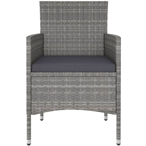 Σετ Επίπλων Bistro Κήπου VidaXL από Συνθ. Ρατάν και Ψημένο Γυαλί 5Τμχ - Γκρι image 3