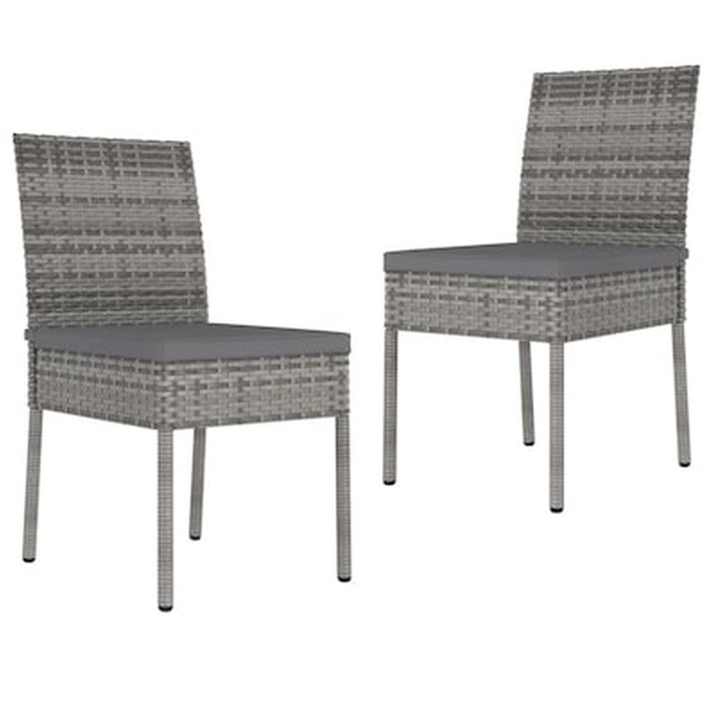 Καρέκλες Τραπεζαρίας Κήπου Vidaxl από Συνθετικό Ρατάν 2 Τεμ. 57x44x88cm - Γκρι VIDAXL