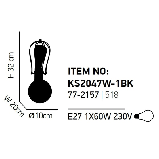 Απλίκα Τοίχου Homelighting Tuko 77-2157 Μεταλλική 10x20x32 cm - Μαύρη/Μπρονζέ image 1