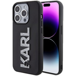 Θήκη Apple iPhone 15 - Karl Lagerfeld 3D Logo Glitter Back Cover  - Black