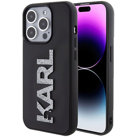Θήκη Apple iPhone 15 - Karl Lagerfeld 3D Logo Glitter Back Cover  - Black image 0