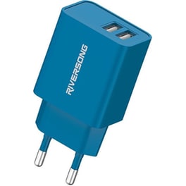Φορτιστής Πρίζας Riversong SafeKub D2 2.4A 2x USB-A 35W - Blue