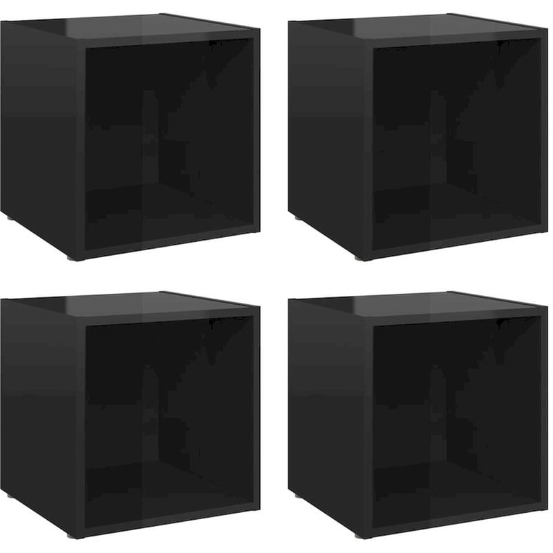 Έπιπλα Τηλεόρασης Vidaxl από Μοριοσανίδα 4 τμχ 37x35x37cm - Μαύρα