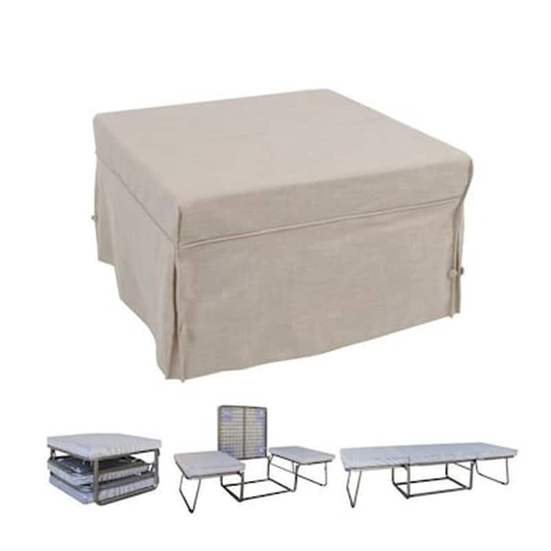 Σκαμπό Κρεβάτι Logan Από Ύφασμα 72x72x42cm - Εκρού