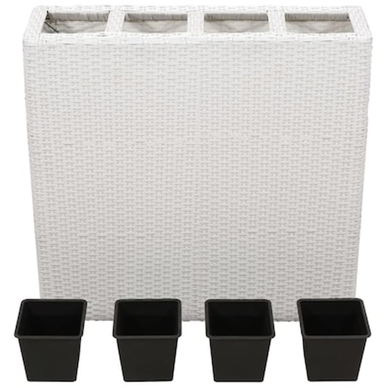 Vidaxl Ζαρντινιέρα Με 4 Δοχεία Φύτευσης Λευκή Από Συνθετικό Ρατάν image 2
