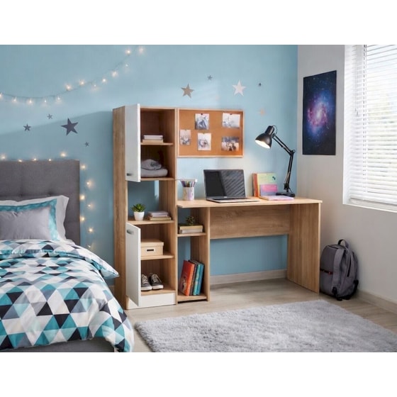 Γραφείο Βιβλιοθήκη Kitwood από Μελαμίνη 160x50x144cm - Sonoma Δρυς/ Λευκό Matt image 2