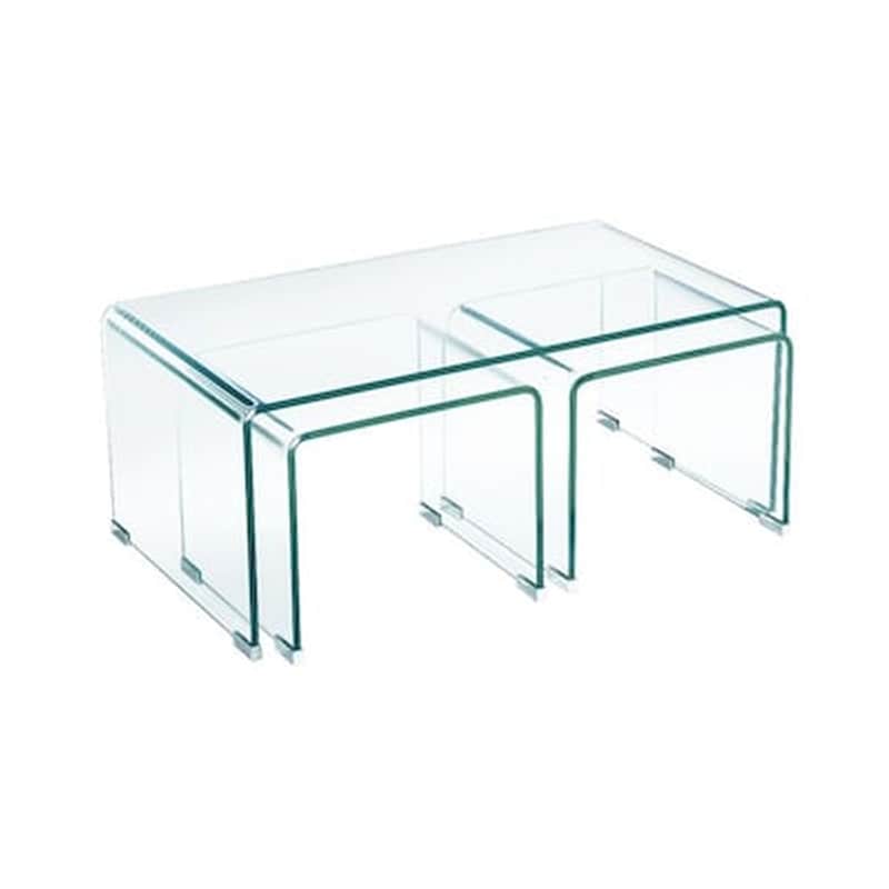 WOODWELL Σετ Τραπεζάκι Σαλονιού Woodwell C10273 3τμχ από Γυαλί 12mm 90x50x38cm - Διάφανα