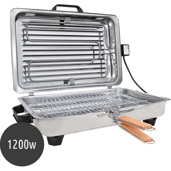 Επιτραπέζια Ηλεκτρική Ψησταριά Roller 20107 1200W με Καπάκι 37.5 x 24.3 cm - Inox image 2