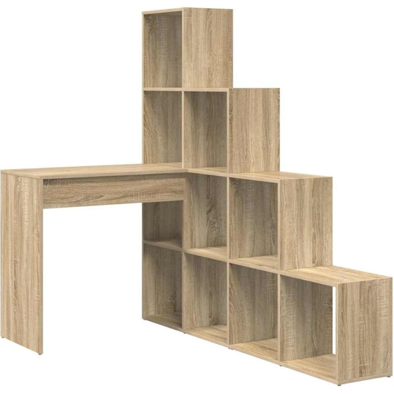 Γωνιακό Γραφείο VidaXL με Ράφι 101,5x149,5x149,5 cm - Sonoma Δρυς