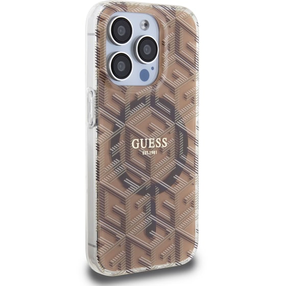 Guess “gcube Stripes Collection” Magsafe Hard Case Θήκη Προστασίας Από Σκληρό Πλαστικό – Iphone 15 Pro Max (καφέ – Guhmp15xhgcustgw) image 1