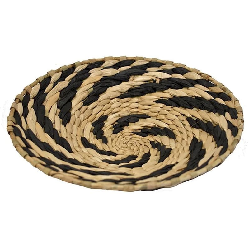MOD Διακοσμητικό Τοίχου Mod Πιάτο 67342 Ψάθινο Φ25cm - Μπεζ/Μαύρο