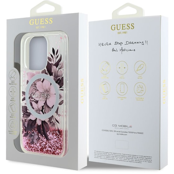 Θήκη Apple iPhone 16 Pro Max Guess Liquid Glitter Flower - Ροζ image 6