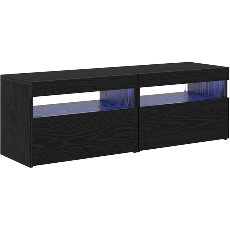 Έπιπλο Τηλεόρασης VidaXL με LED 2 τμχ 120 x 33,5 x 40 cm - Μαύρη Οξιά