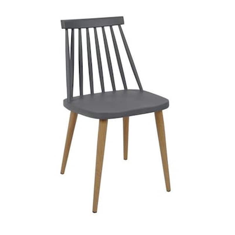 Καρέκλα Woodwell Ρρ Με Μεταλλικά Πόδια Σετ 4 Τμχ - Ανθρακί