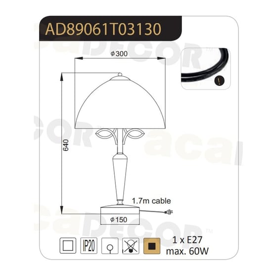 Πορτατίφ Aca Electra Ad89061t Μεταλλικό 30x30x64 cm - Καφέ/Μελί image 1