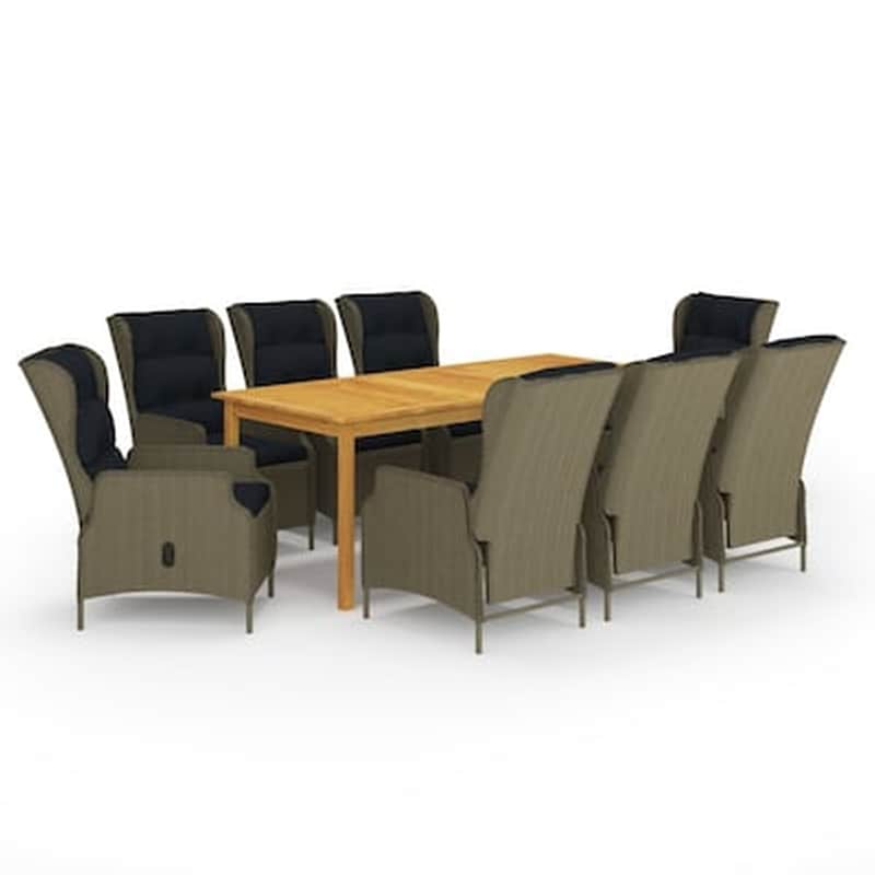 Vidaxl Σετ Τραπεζαρίας Κήπου 9 Τεμαχίων Καφέ VIDAXL