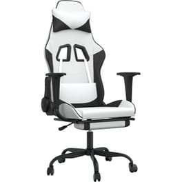 Καρέκλα Gaming VIDAXL 3143663 με Υποπόδιο από Τεχνητό Δέρμα - Λευκή