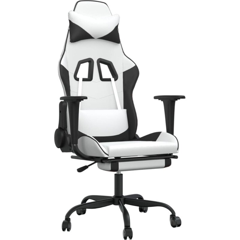 Καρέκλα Gaming VIDAXL 3143663 με Υποπόδιο από Τεχνητό Δέρμα - Λευκή