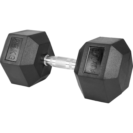 Βαράκι Εξάγωνο 25kg Amila Rubber Cover Class A 84545 από Χυτοσίδηρο - Μαύρο image 1
