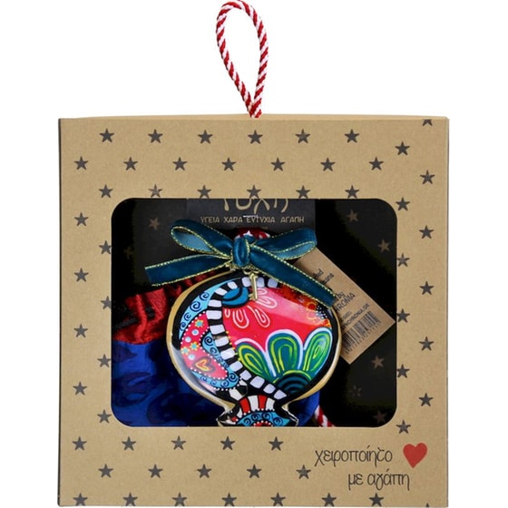 Κρεμαστό Χριστουγεννιάτικο Γούρι Boho Μεταλλικό - Ρόδι με Λουλούδια image 0