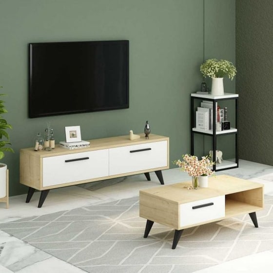 Τραπεζάκι Σαλονιού 24Mall Melisa Sapphire από Μοριοσανίδα 45x90x35 cm - Λευκό image 1
