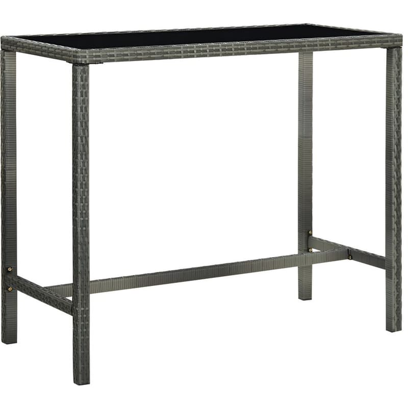 Τραπέζι Εξωτερικού Χώρου Μπαρ VidaXL από Ρατάν/Γυαλί 130x60x110 cm - Γκρι/Μαύρο