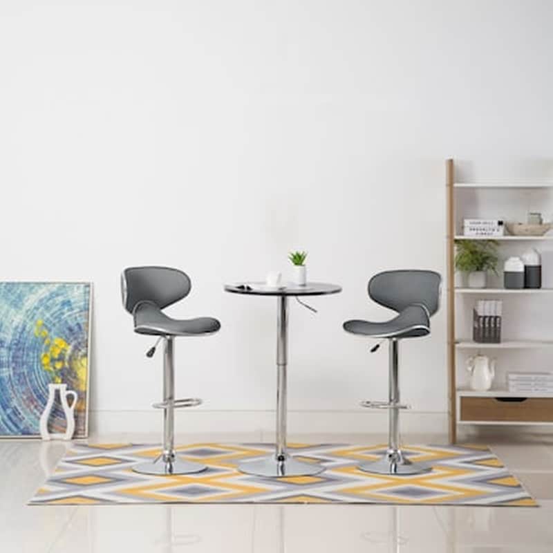 Σκαμπό Μπαρ Vidaxl Από Συνθετικό Δέρμα 2 Τμχ- Γκρι VIDAXL