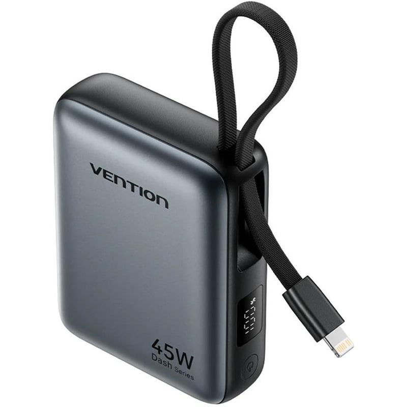 Powerbank Vention FKMH0 με ενσωματωμένο καλώδιο USB-C 10.000mAh 45W - Gray