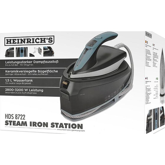 Σύστημα Σιδερώματος HEINRICHS HDS 8722 5.5 bar με Δοχείο Nερού 1.5 L Μαύρο image 4