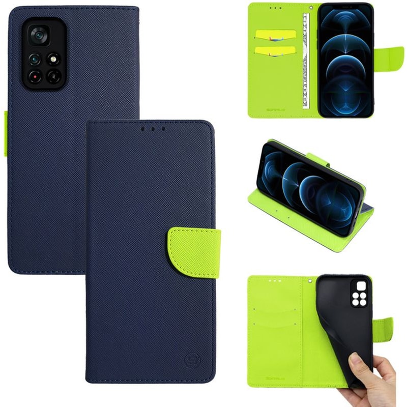 Θήκη Xiaomi Poco M4 Pro 5G/Redmi Note 11s 5G - Sonique Trend Book - Σκούρο Μπλε / Λαχανί