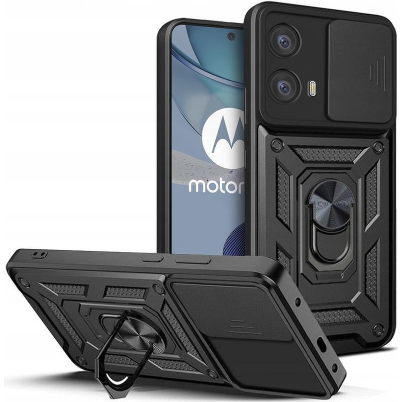 TECHSUIT Θήκη Motorola Moto G73 - Techsuit Camshield με Κάλυμμα για την Κάμερα μεταλλικό Ring Holder - Μαύρο