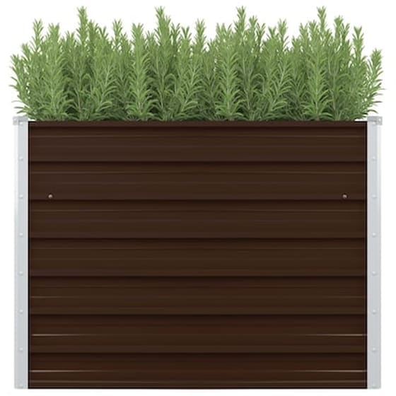 Vidaxl Ζαρντινιέρα Ψηλή Καφέ 100 X 100 X 77 Εκ. Από Γαλβανισμένο Χάλυβα image 0