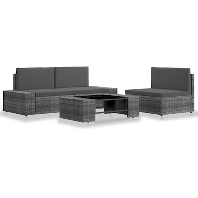 Σετ Σαλόνι Κήπου Vidaxl από Συνθετικό Ρατάν με Μαξιλάρια 4 Τμχ - Γκρι VIDAXL