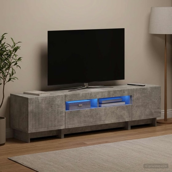 Έπιπλο Τηλεόρασης VidaXL με LED 5 τμχ 178 x 35 x 43 cm - Γκρι Σκυροδέματος image 2