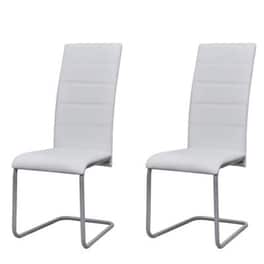 Καρέκλες Τραπεζαρίας Vidaxl «πρόβολος» από Συνθετικό Δέρμα 2 Τμχ - Λευκές