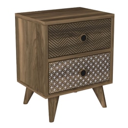 Κομοδίνο Welhome Από Μελαμίνη Με Σχέδια  40x30x48 cm - Καρυδί