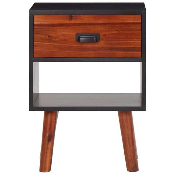 Κομοδίνο Vidaxl Από Μασίφ Ξύλο Ακακίας 2τμχ 40x30x58 cm - Καφέ Μαύρο image 1