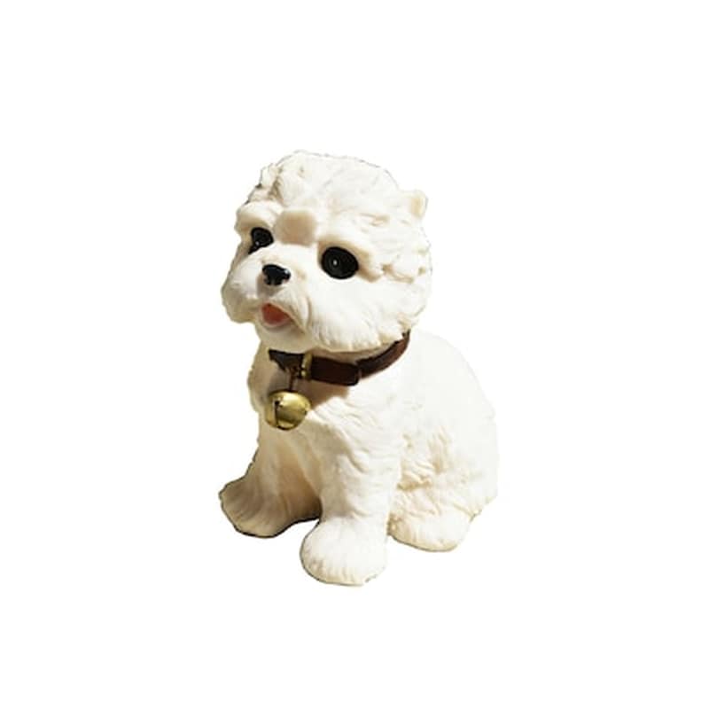 Διακοσμητικό Επιτραπέζιο Σκυλάκι Λευκό Σνάουτσερ Schnauzer Decorative Dog Sculpture Figure