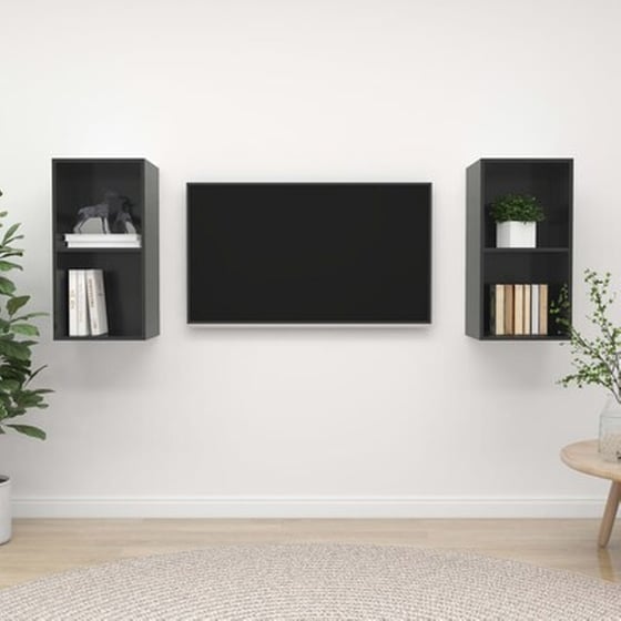 Έπιπλα Τηλεόρασης VidaXLΜοριοσανίδα  2 Τμχ  72x37x37cm-  Γκρι image 1