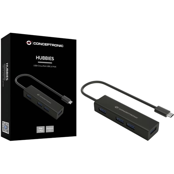 Conceptronic HUBBIES07B USB Hub 4-Port USB 3.2 συμβατό με USB-C image 2