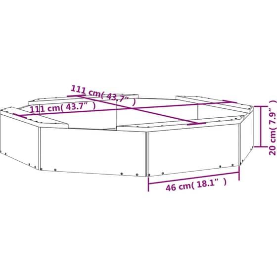 VidaXL Αμμοδόχος με Καθίσματα Οκτάγωνη 111x111x20cm Ξύλινη - Λευκό image 8