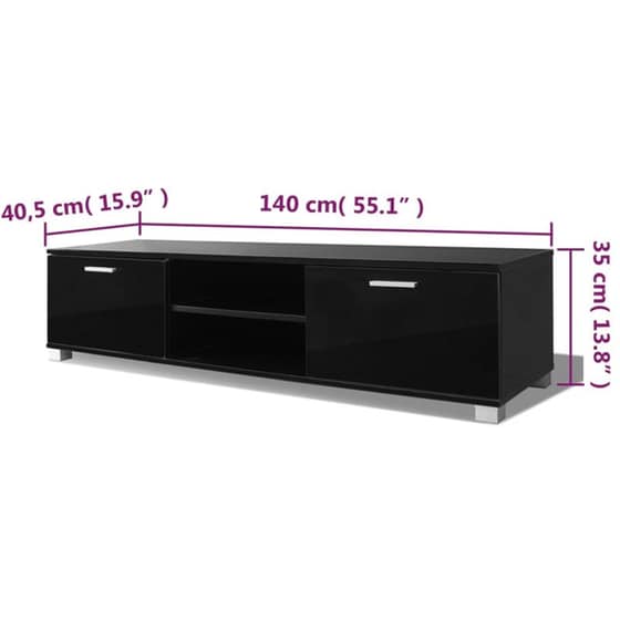 Έπιπλο Τηλεόρασης VidaXL Επεξεργασμένο Ξύλο MDF 140x34.7x40.3 cm  - Μαύρο image 4