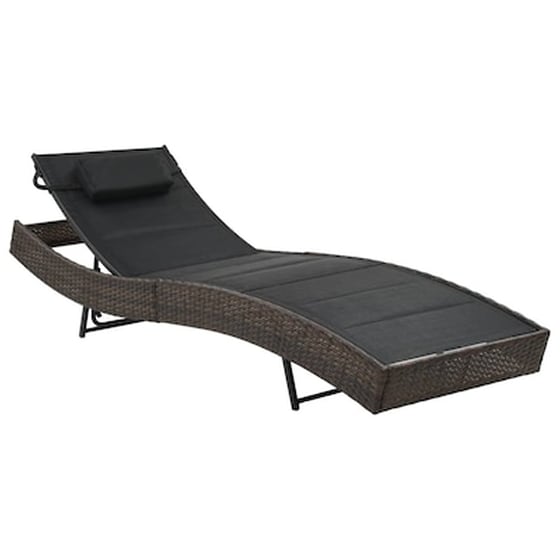 Ξαπλώστρα VidaXL από Συνθετικό Ρατάν και Textilene 213x70x40-91.5 - Μαύρο image 0