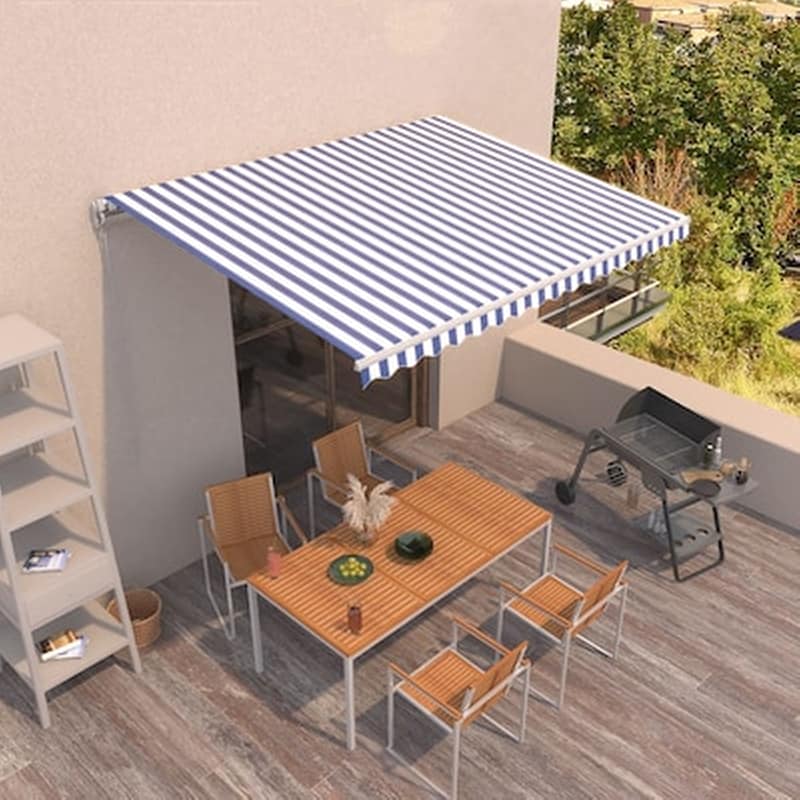 Τέντα Vidaxl Συρόμενη Χειροκίνητη 400x350cm - Λευκό/Μπλε