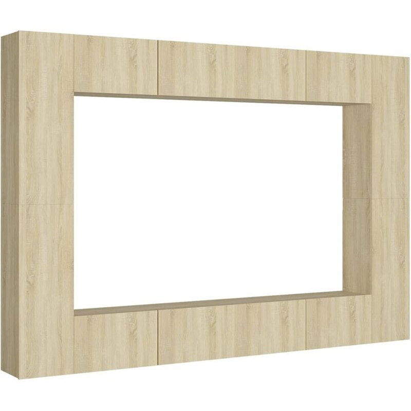 Έπιπλα Τηλεόρασης VidaXL Μοριοσανίδα Δρυς 8 Τμχ 100x30x30cm - Μπεζ