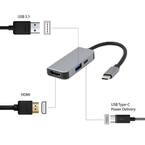 Cablexpert A-CM-COMBO3-02 USB Hub 3 σε 1 USB-C - Ασημί image 1