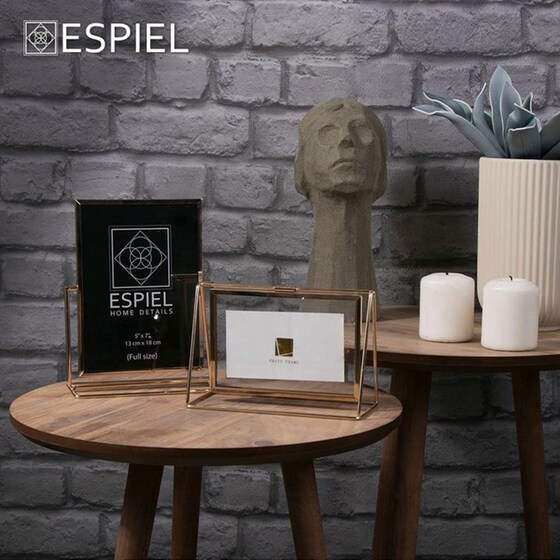 Κορνίζα 2 Όψεων Espiel Fam560 Μεταλλική 15x10 cm - Χρυσή image 1