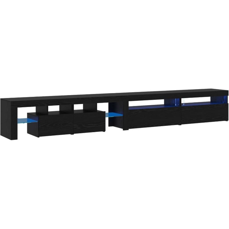 Έπιπλο Τηλεόρασης VidaXL με LED 3 τμχ 290 x 36,5 x 40 cm - Μαύρη Οξιά