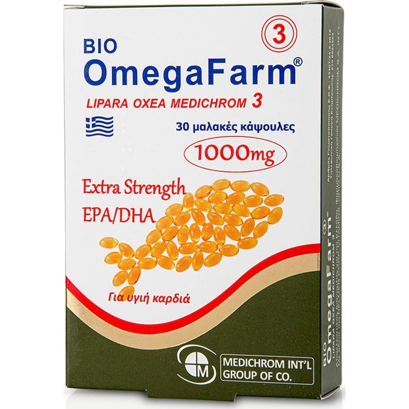 MEDICHROM Λιπαρά Οξέα Medichrom Bio Omega Farm 3 1000mg - 30 μαλακές κάψουλες