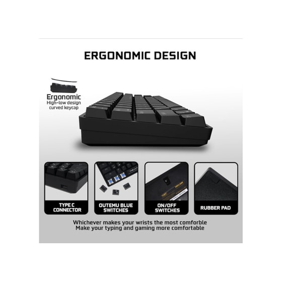 Ασύρματο Πληκτρολόγιο Bluetooth Armaggeddon MKA-61R Mechanical - Μαύρο image 3